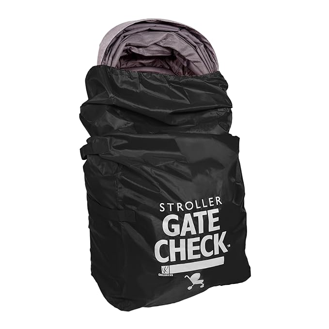 J.L. Childress Gate Check Bag for Single & Some Double Strollers - Travel Bag for Airplane, Fits Most Standard Baby Strollers, Airport Accessories Gate Check, Flying Essentials - Black