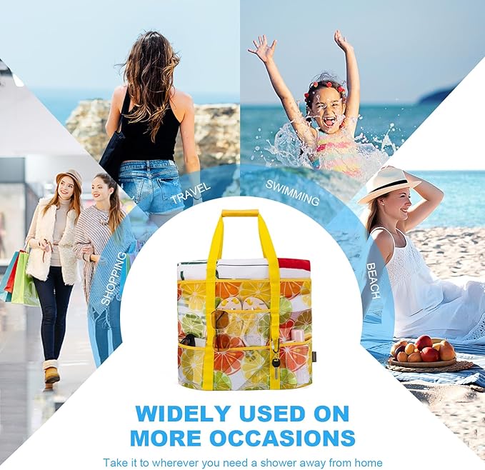 KABAQOO Mesh Beach Bag, Extra Large Beach Bags with 9 Pockets & Zipper Waterproof Lightweight Beach Tote for Beach/Pool Trip | Extra Large, 9 Pockets, Zipper, Waterproof, Lightweight, Beach/Pool Trip