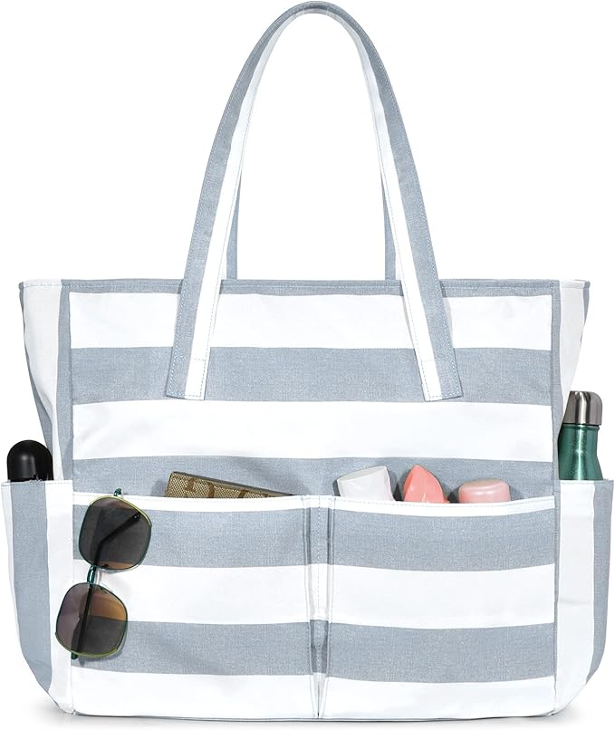 oscaurt Beach Bags for Women Large Waterproof Sandproof Beach Tote Swim Pool Bag with Zipper for Travel Vacation Essentials