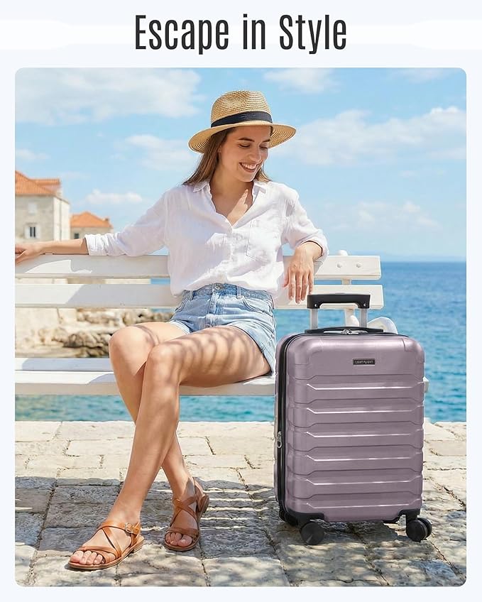 LIGHT FLIGHT Carry On Luggage 22x14x9 Airline Approved, Expandable Carry On Suitcases with Wheels, Lightweight Luggage, Durable Hard Shell 20 Inch Rolling Suit Case for Men Women Travel,Teal Blue
