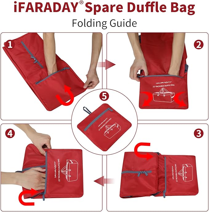 35L Small Foldable Duffle Bag - 22 inch Lightweight Spare Storage Bag for Travel(Red)
