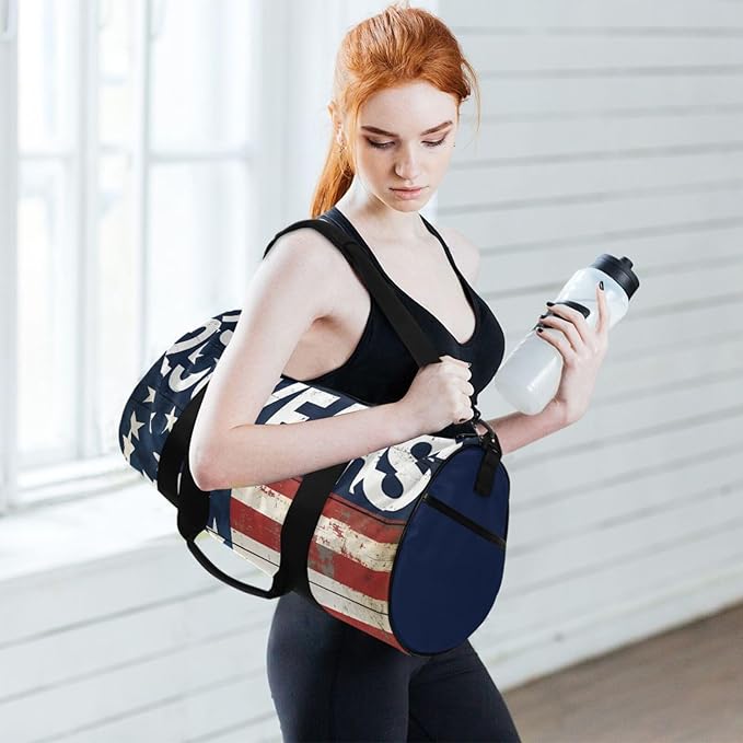 Sports Gym Bag Usa 250th Anniversary Round Travel Duffel Bag for Women Men Weekender Overnight