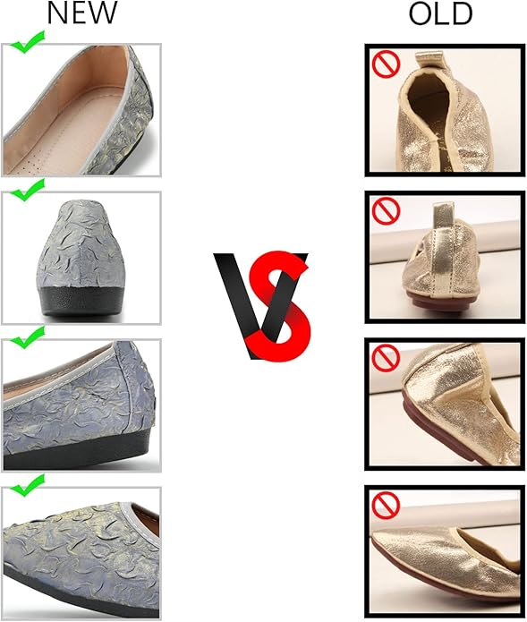 KUNWFNIX Women Ballet Flats Rhinestone Wedding Ballerina Shoes Foldable Sparkly Comfort Slip on Flat Shoes