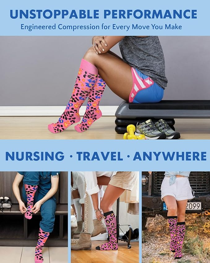 2Packs Compression Socks for Women - 15-20 mmHg Graduated Circulation Support for Nurses, Athletes and Travel