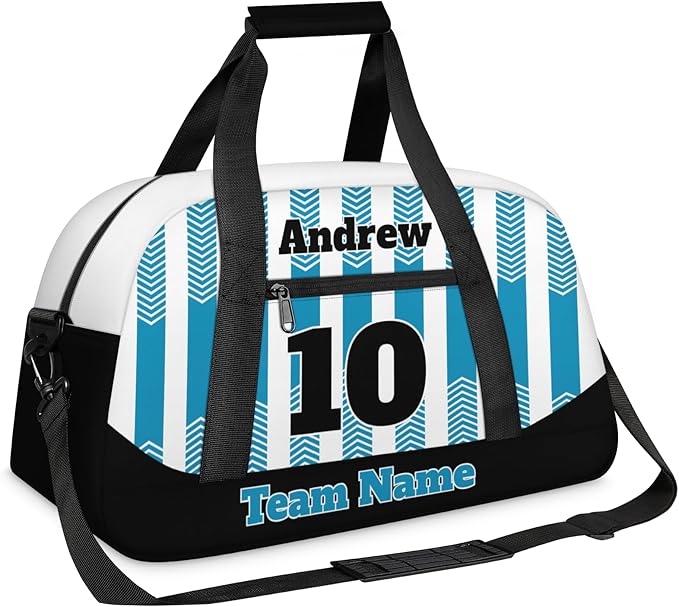 Basketball Soccer Gifts for Boys Girls - Custom Sports Duffle Bag, Personalized Name & Team Bag, Water-Resistant Gym Bag for Basketball, Soccer, Volleyball | Y-Cyan Black