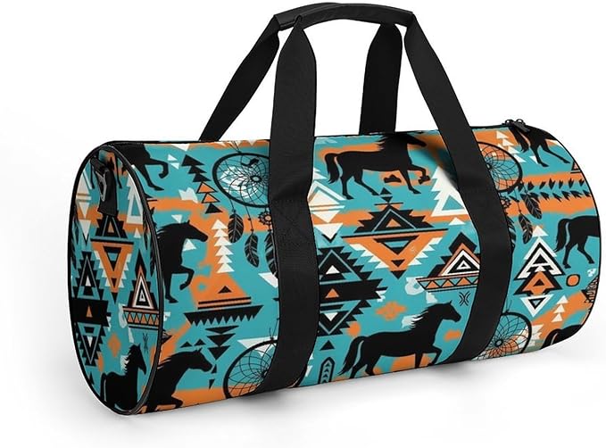 Workout Lightweight Duffel Bags Dream Catcher Western Southwest Aztec Horse Art Basketball Football Weekender Bag Foldable Gym Travel Bags for Men Women