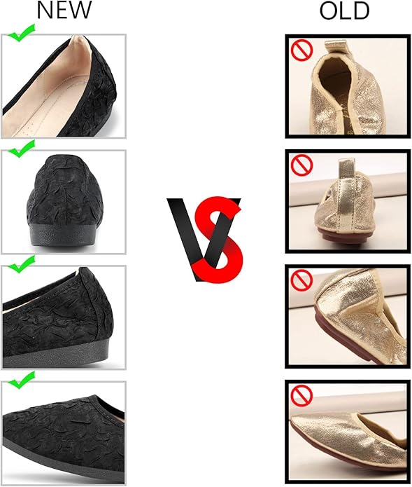 KUNWFNIX Women Ballet Flats Rhinestone Wedding Ballerina Shoes Foldable Sparkly Comfort Slip on Flat Shoes