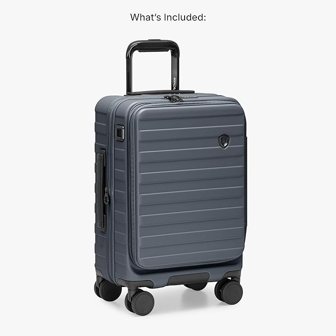 Traveler's Choice Novia Top Opening Expandable Polycarbonate Luggage with Spinner Wheels, Slate Blue, 21-Inch Carry-on