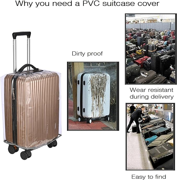 FABUWAY PVC Suitcase Cover - Clear, Transparent, Waterproof & Dustproof - 30"