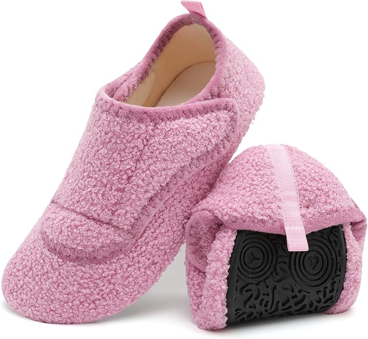 BARERUN Slippers for Women Men Wide House Diabetic Shoes for Women Men Warm Arthritis Edema Swollen Neuropathy Socks Slip on Adjustable Fuzzy Comfy Soft Womens Mens Bedroom Sliipers