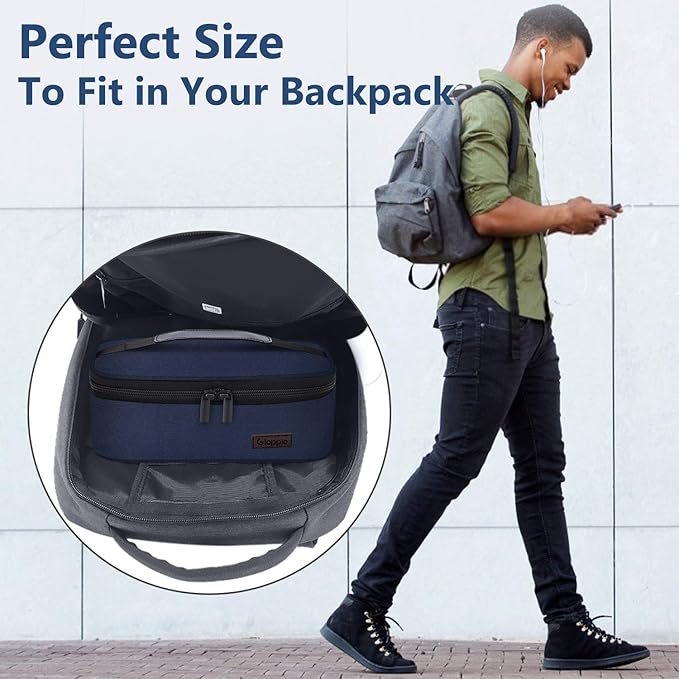 Gloppie Mini Lunchbox Small Lunch Bag for Men Women Insulated Lunch Box Thermal Lunch Boxes Adult Portable Cooler Bags Reusable Snack Bag, Blue