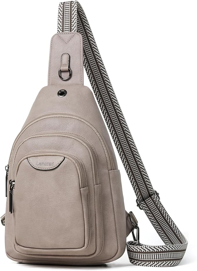10L Crossbody Sling Bag for Women Men Anti Theft Cross Body Fanny Pack Belt Bag Purse Gifts for Women Faux Leather, Light Grey