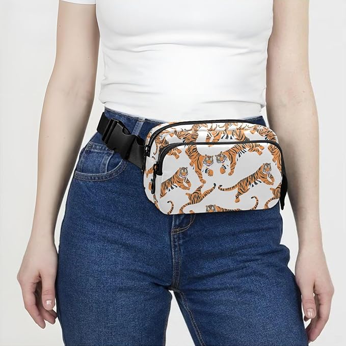 Kawaii Tigers Fanny Pack for Women Men Water Resistant Fashion Waist Packs with Adjustable Strap Belt Bag for Travel Workout Jogging Hiking 21219367