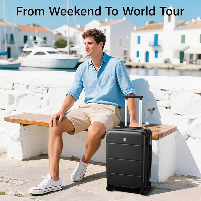 Hanke Expandable 28 Inch Luggage with Spinner Wheels, Hardside Large Suitcase, All-PC Hard Shell Checked Luggage, TSA Lock, Durable Checked-Large (Jet Black, 114L)