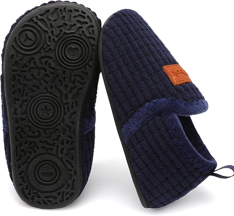 XIHALOOK Toddler Boys Girls House Slippers with Microfleece Lining Cozy Household Shoes Non-slip for Kids