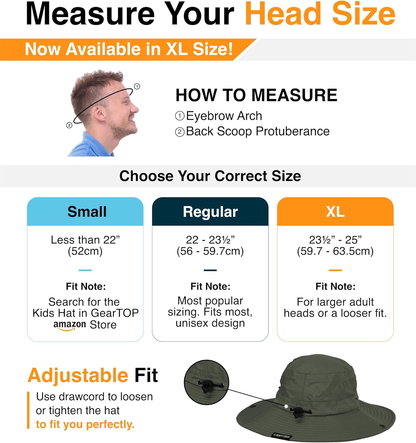 GearTOP Safari Sun Hat for Men and Sun Hats for Women UV Protection UPF 50+ Hiking, Gardening, Fishing