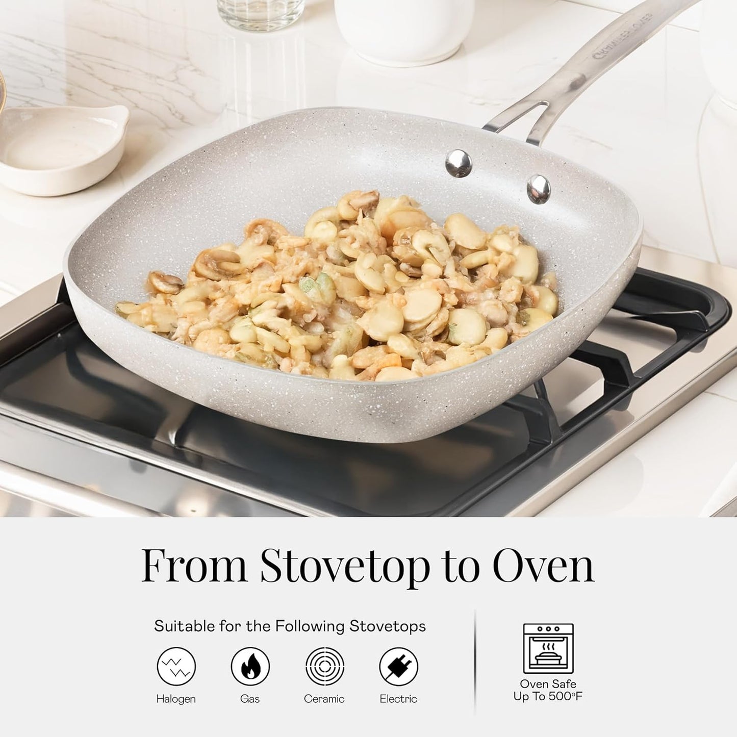 Granitestone 20 Pc Ceramic Cookware Set Nonstick, Complete Pots and Pans Set Non Stick for Kitchen with Bakeware, Cooking Utensils & Steamer, Non Toxic Made Without PFOA PFOS, Oven & Dishwasher Safe