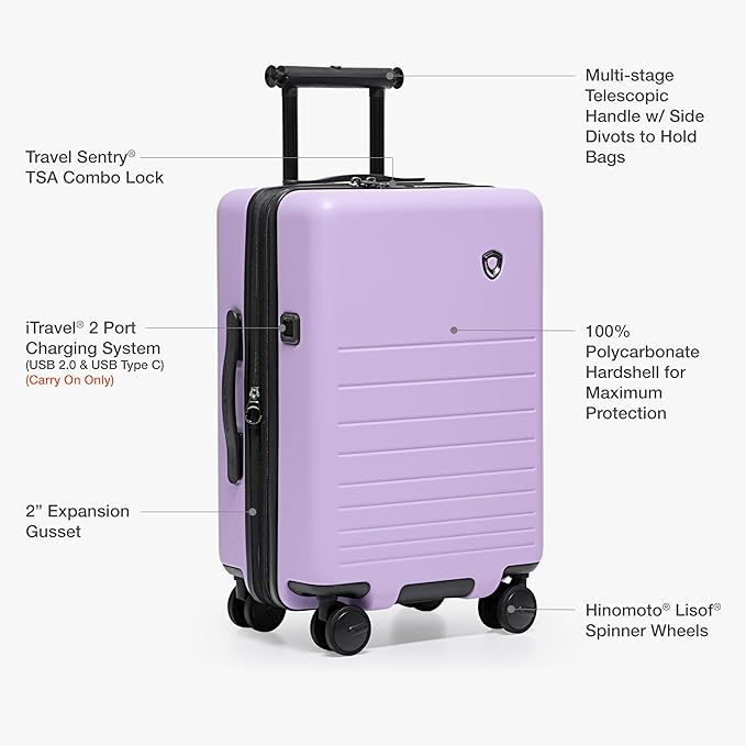Traveler's Choice Markham Hardside Expandable Luggage with Hinomoto Spinner Wheels, 30-Inch Large, Purple