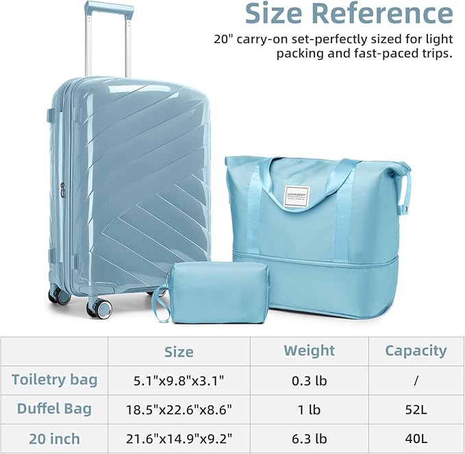 Carry On Luggage 22x14x9 Airline Approved, 20 Inch Expandable Hardshell Luggage Carry-on Suitcases with Spinner Wheels, Carry On Suitcase Set for Women (BLUE)