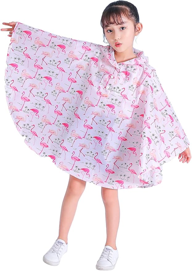 Spmor Kids Rain Poncho Hooded Jacket Rain Coat