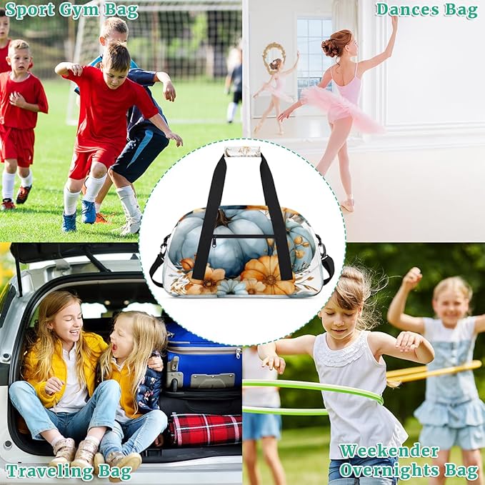 Blue Pumpkin Kids-Duffel-Bags Gymnastics Dance Bag Carry-On Overnight Travel Gym Lightweight Dance Sports Bags For Girls Boys Kids,