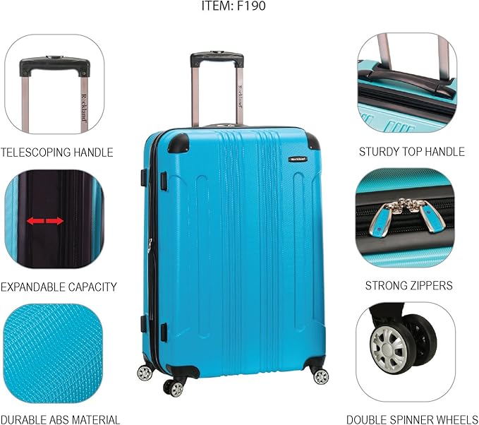 Rockland London Hardside Spinner Wheel Luggage, Green, 3-Piece Set (20/24/28)