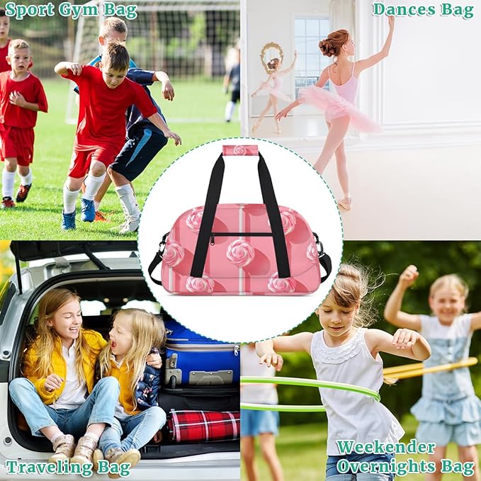 Food - Candy (4) Kids-Duffel-Bags Gymnastics Dance Bag Carry-On Overnight Travel Gym Lightweight Dance Sports Bags For Girls Boys Kids,