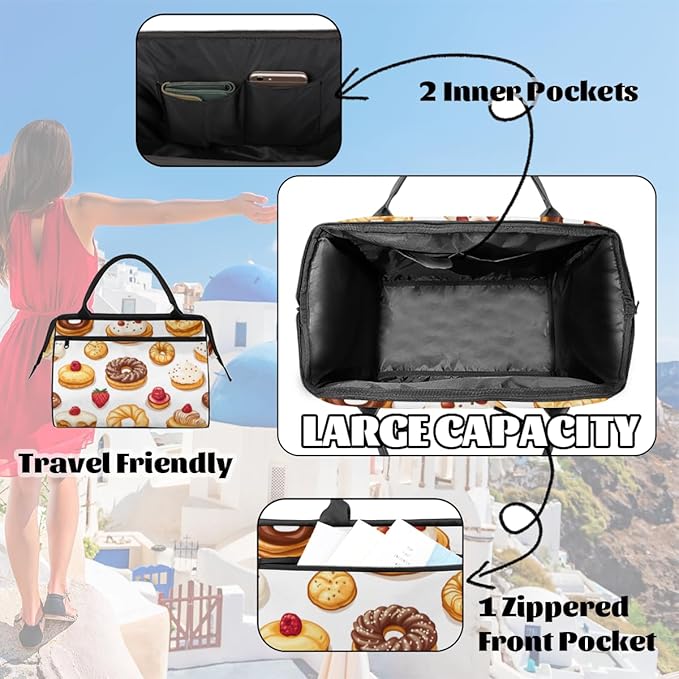 Cute Cake Overnight Weekender Bag for Women Men Travel Duffel Bags Waterproof Luggage Carry on Sports Yoga Gym Bag