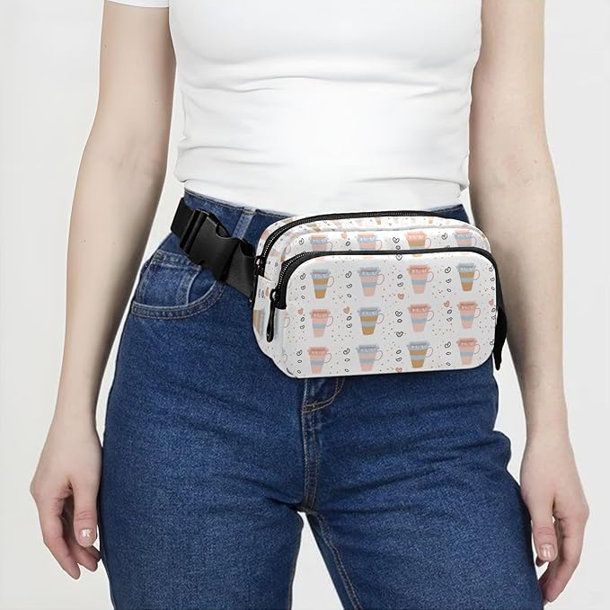 Kawaii Coffee Beans Fanny Pack for Women Men Water Resistant Fashion Waist Packs with Adjustable Strap Belt Bag for Travel Workout Jogging Hiking 21219213