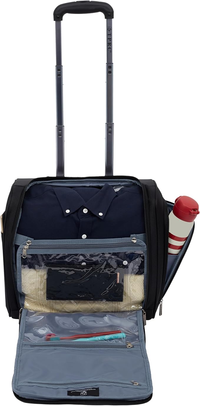 TPRC 15" Smart Underseat Carry-On Luggage with USB Charging Port, Black