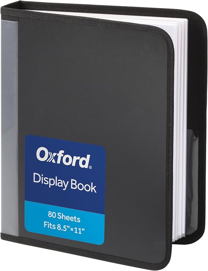 Oxford 80 Pocket Binder with Plastic Sleeves, 8.5 X 11 Displays 160 Pages, Presentation Binder for Documents, Photos, Artwork, Projects, Recipes