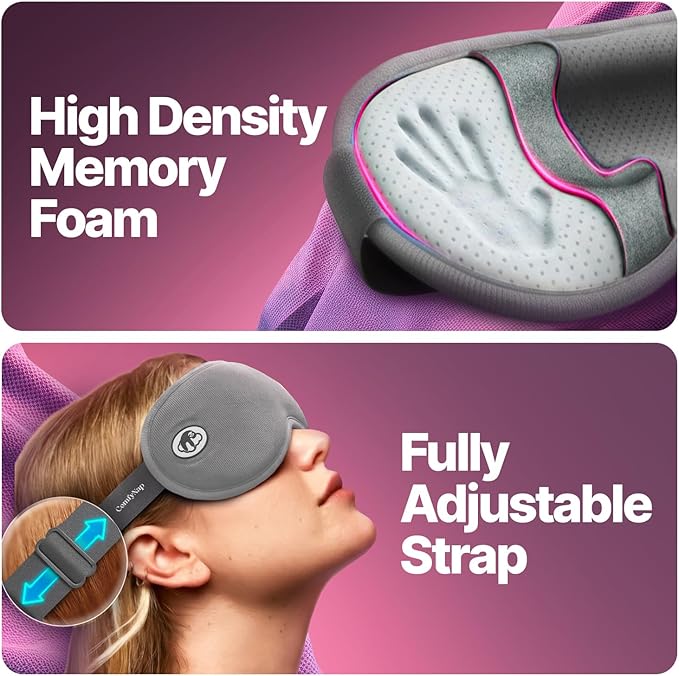 Eye Mask for Sleep with Ultimate Travel Case & Ear Plugs - DeepSpace™ Blackout Sleep Mask for Women Men, Side Sleeper Adjustable Eye Cover, Zero Eye Pressure, Memory Foam Eye Mask for Travel