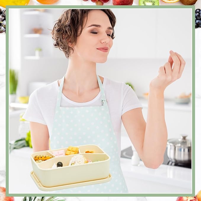 4 Pcs Silicone Bento Box Reusable Lunch Container Smooth Leak Proof Lunch Box Rectangle Bento Boxes for Adult Work Travel Food Meal Compartment Storage, 4 Colors (Bright Colors)