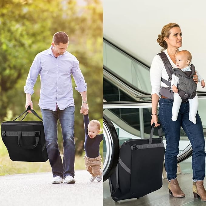 Car Seat Travel Bag for Airplane Fits Chicco KeyFit 30, UPPAbaby MESA, Nuna Pipa, Padded Car Seat Bag with Wheels, Infant Gate Check Bag with side pocket, Protective Feet, Adjustable Handle
