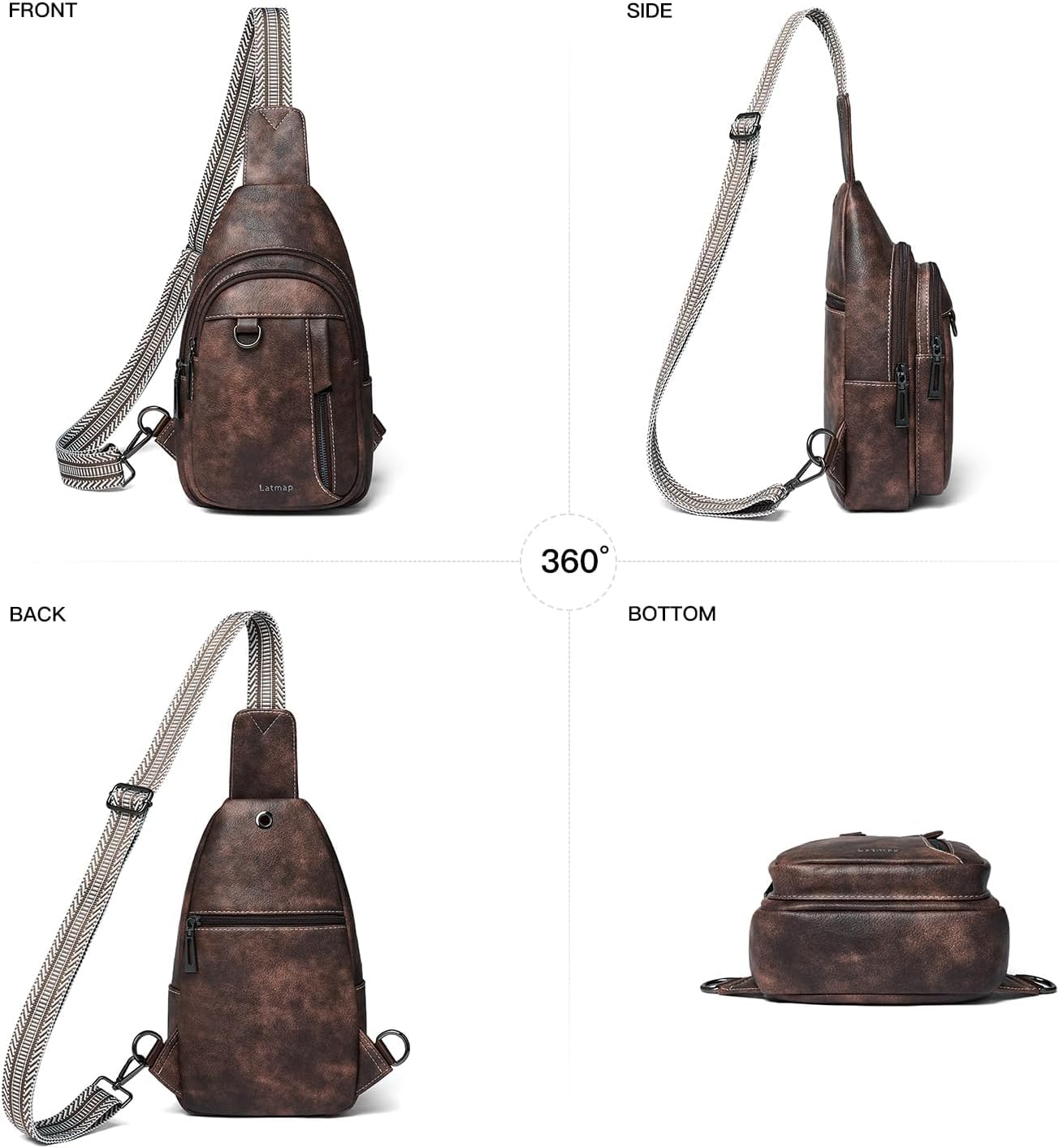 7L Sling Bag for Women Men Leather Small Sling Backpack Daypack Anti Theft Fanny Pack Crossbody Purse Travel