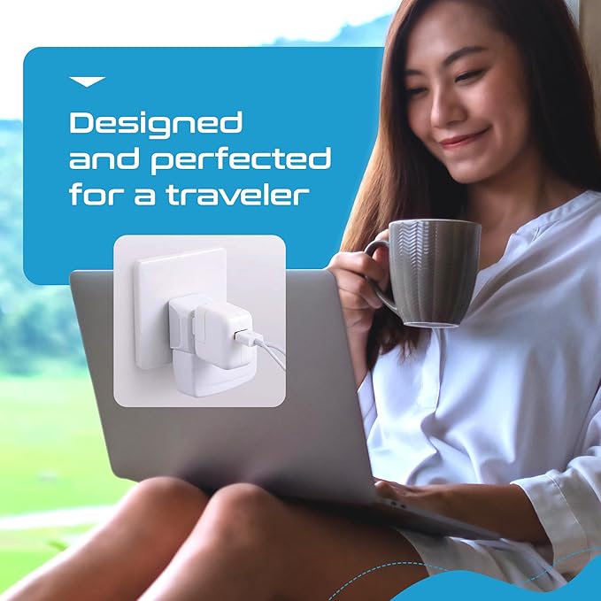 Ceptics UK Travel Plug Adapter, 2 in 1 Type G Adapter, US to UK Adapter, Ireland, Dubai Travel Adapter with Dual USA Inputs, CE, RoHS - HK Outlet Adapter, 6 Pack