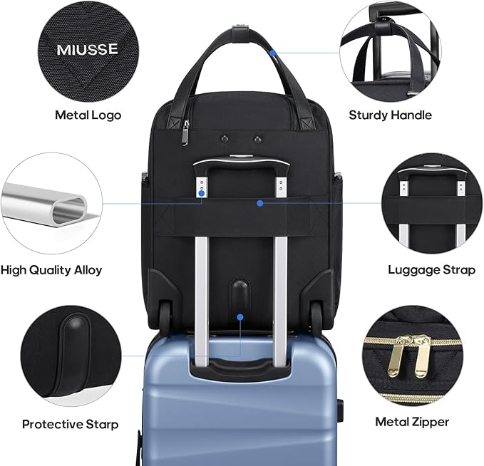 Carry-on Underseat 16-inch Luggage with Wheels, Softside Rolling Carry-on, Lightweight Travel Suitcase for Men Women, Personal Item Rolling Travel Bag