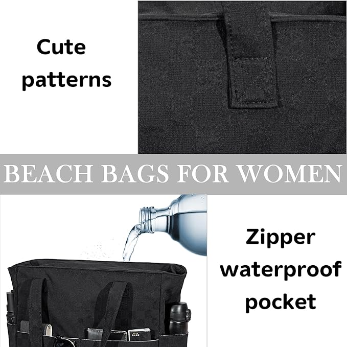 LEDAOU Beach Bag Waterproof Sandproof Women Beach Tote Pool Bag with Zipper for Swim Gym Grocery Travel with Wet Pocket | Sandproof, with Zipper, for Gym, Grocery, Travel, with Wet Pocket