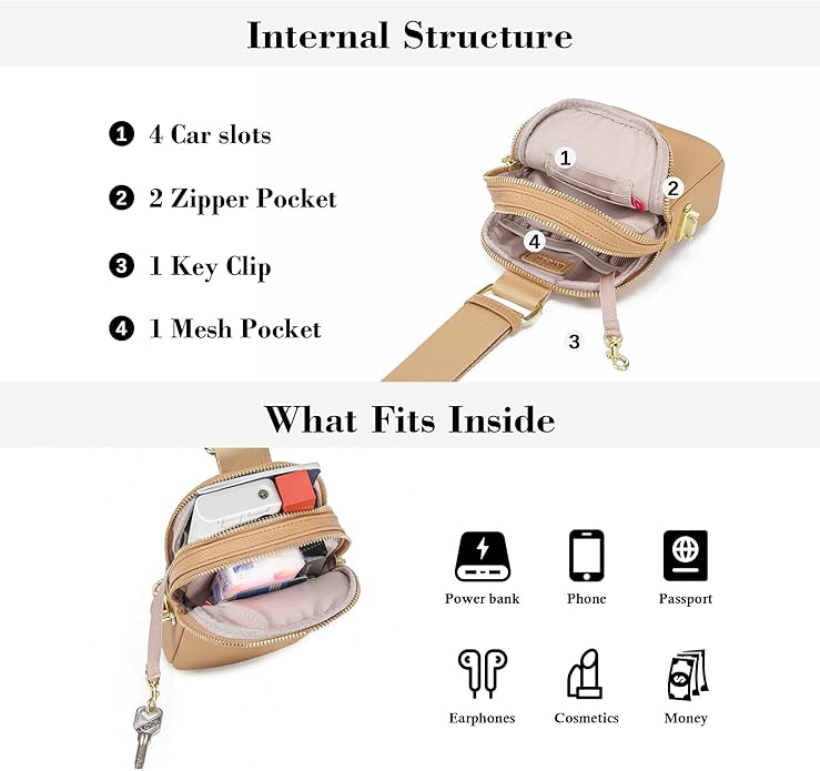 INICAT Anti Theft Crossbody Bag for Women, Small RFID Blocking Sling Purse with Zipper Lock for Travel, Vegan Leather
