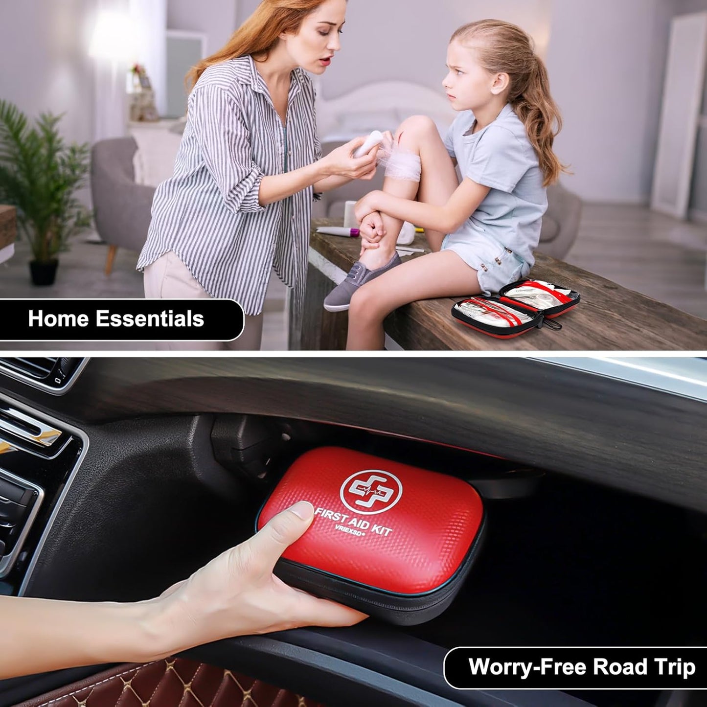 Mini First Aid Kit - 150 Piece Small Waterproof Hard Shell Medical Kit for Home, Car, Travel, Camping, Truck, Hiking, Sports, Office, Vehicle & Outdoor Emergencies (Black)