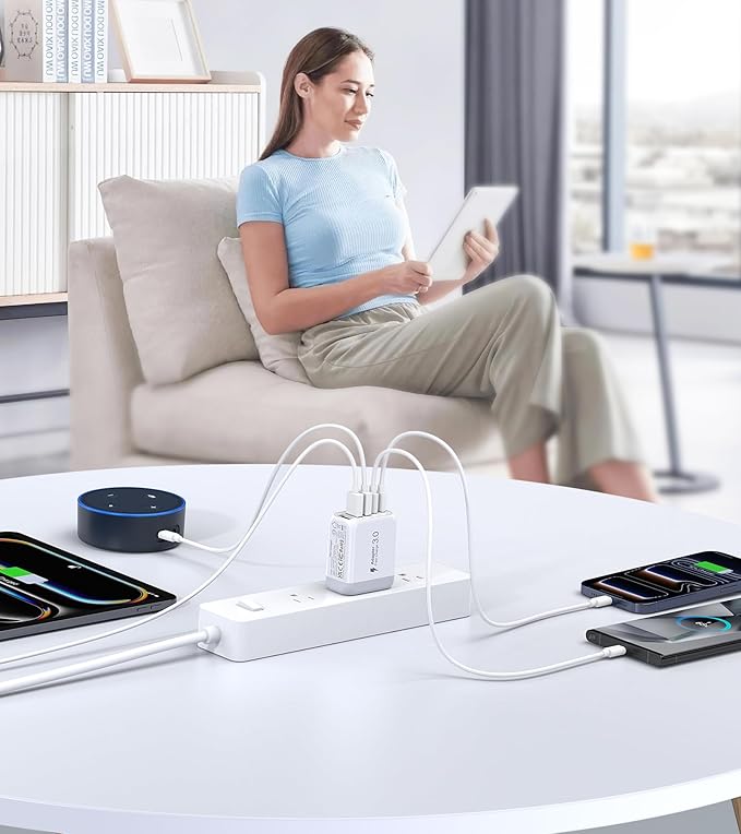 USB C Wall Charger Block, 2Pack 50W 5-Port C Charger Fast Charging Block PD Power Adapter +QC 3.0 Multiport Type C Box Brick Cube USB A Wall Plug for iPhone 15/16/17 Pro Max Plus, iPad,Samsung Galaxy