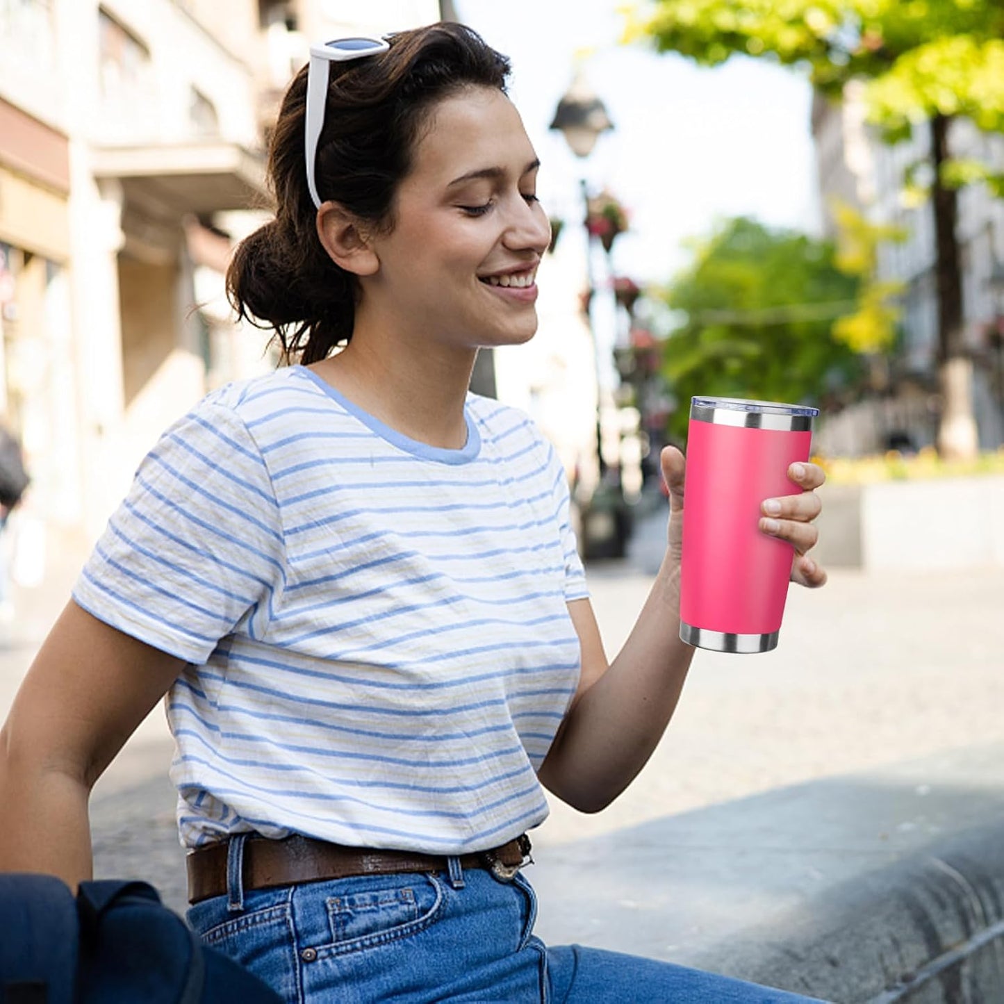 20oz Tumbler with Straw and Brush, Stainless Steel Vacuum Insulated tumbler, Double Wall Insulated Coffee Tumbler for Outdoor, Home, Travel,Office (peachïŒ4pcs)