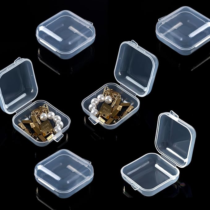 10Pcs Ear Plug Case, Mini Plastic Earplug Containers, 1.8mm Square Box with Hinged Lids for Small Item Craft, Beads, Necklaces, Ear Studs, Rings