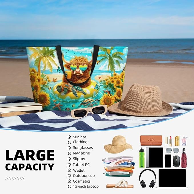 Large Beach Tote Bag Beach Bag Waterproof Sandproof Lightweight Women Tote