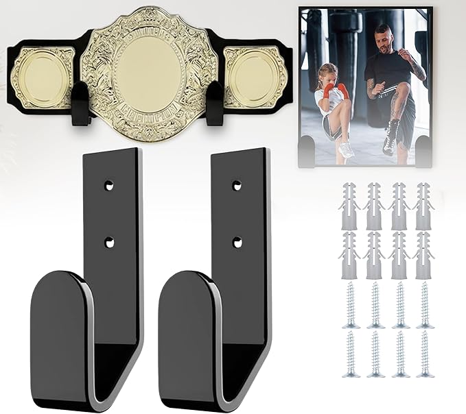 Wrestling Championship Belt Wall Mount Display Case, Perfect WWE Belt Hanger for Adults & Kids, Durable & Easy to Install Title Belts Organizer Holder for Wall
