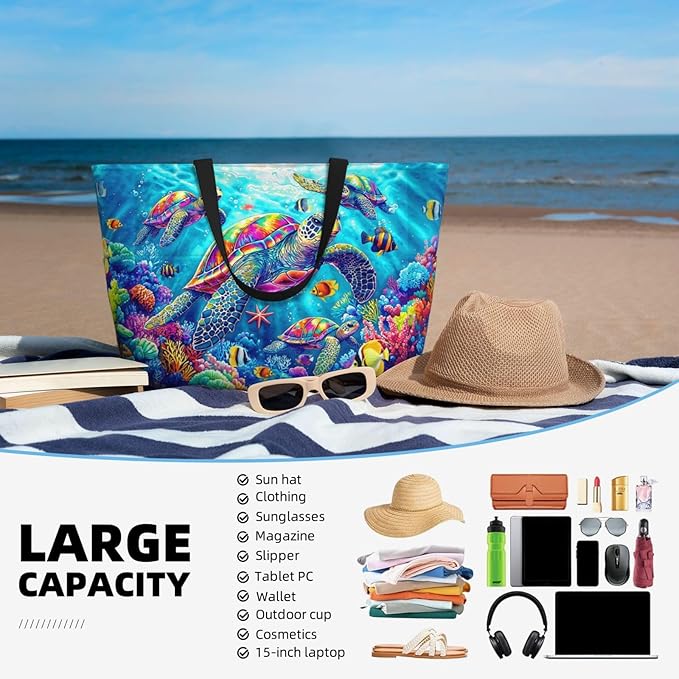Large Beach Tote Bag Beach Bag Waterproof Sandproof Lightweight Women Tote
