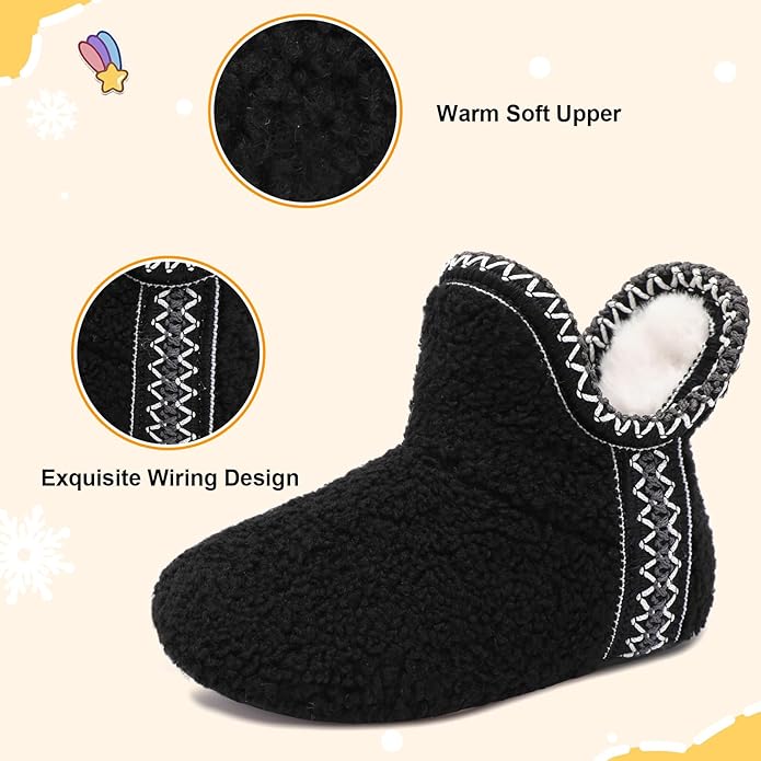 LeIsfIt Toddler Slippers Boys Girls Cozy Warm House Shoes Kids Non-slip Winter Slipper Booties Slip on Plush Lining Sock Slippers
