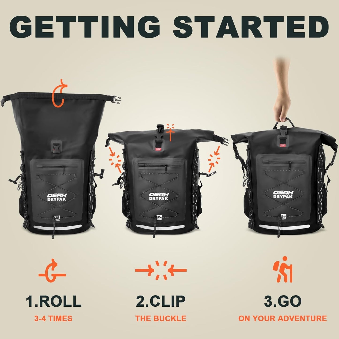 Waterproof Backpack Dry Bag 35L/55L/85Lβ Heavy Duty Roll-Top Hiking Backpack for Travel, Kayaking, Boating, Camping, Rafting and Fishing