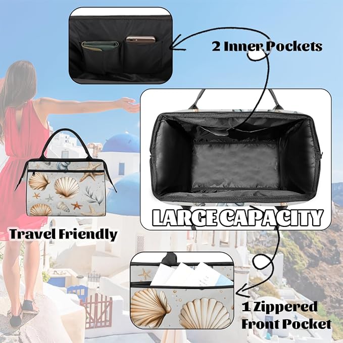 Summer Ocean Theme Overnight Weekender Bag for Women Men Travel Duffel Bags Waterproof Luggage Carry on Sports Yoga Gym Bag