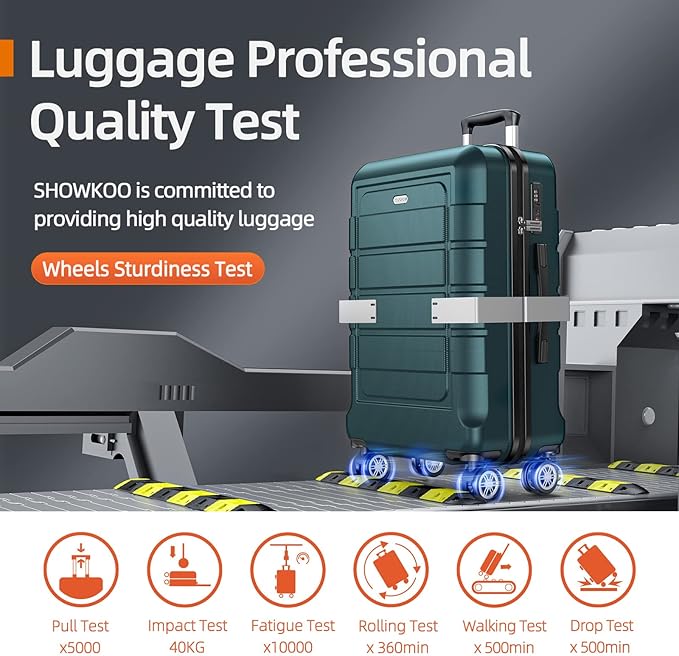 SHOWKOO Luggage Sets Expandable 100% PC Suitcase Double Wheels TSA Lock 3PC (ArmyGreen)